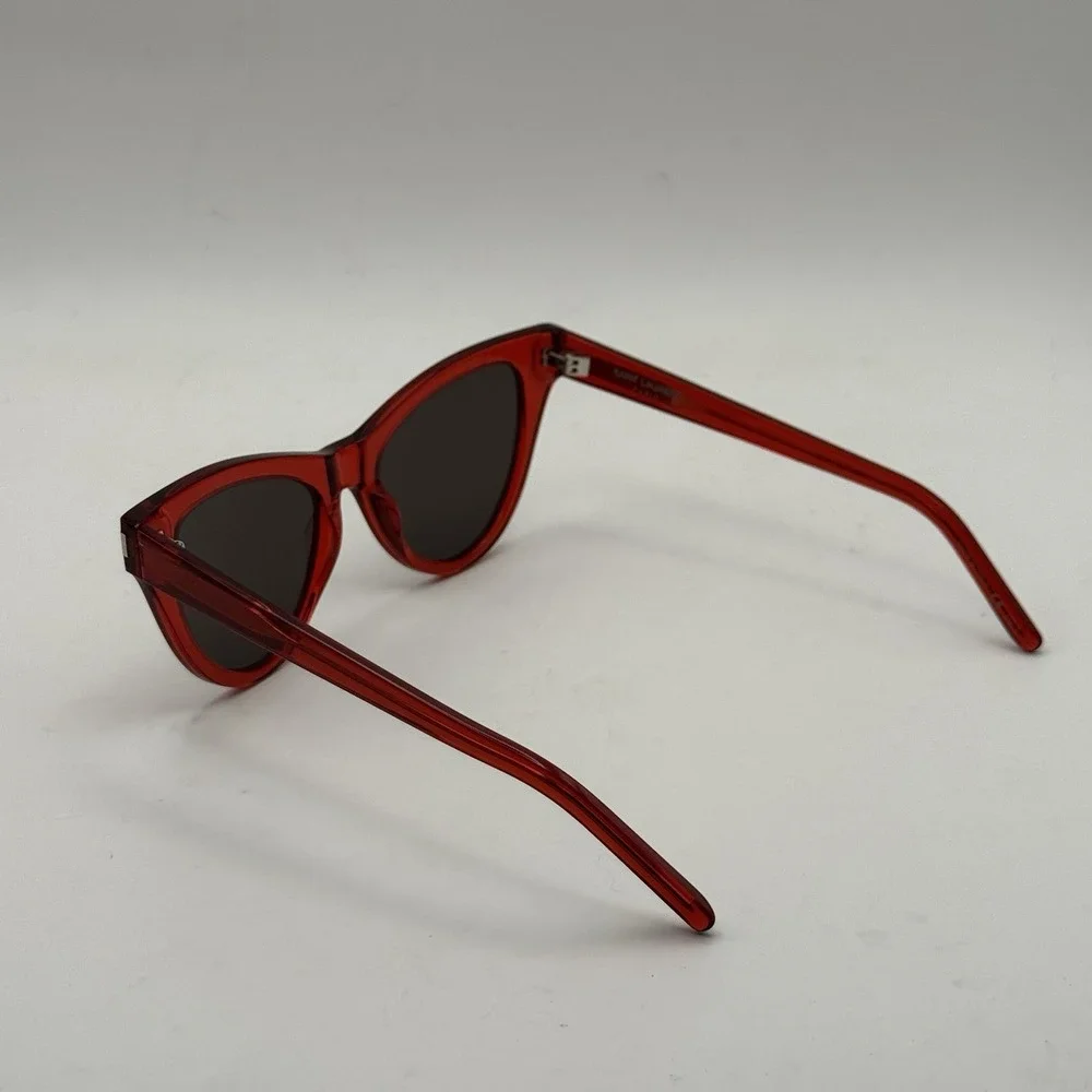 New SAINT LAURENT SL425 005 54mm Red‎ Cat Eye Oversized Sunglasses Italy Black